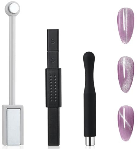 ZEYIYER 3PCS Cat Eye Magnet for Nails, Double-Head Nail Magnet Stick, Multi-function Square Cat Eye Strong Magnets Plate for DIY Nail Art