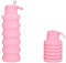 Borraccia pieghevole in silicone, 500 ml, portatile, per attività all'aperto, palestra, viaggi, resistente alle alte temperature, per campeggio e tutti i tipi di colore (rosa)