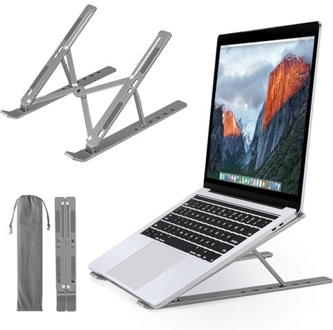 Lauviomify Support Ordinateur Portable,Alliage D'aluminium,Support pour Ordinateur Portable,Réglables en Hauteur sur 6 Niveaux avec MacBook, Lenovo, HP, Autres Laptops Tablettes 10” - 15.6”