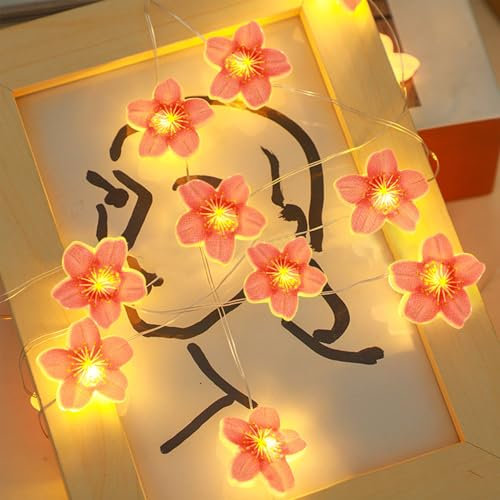 LED Lichterkette Kirschblüten Deko,2M 20LED Lichterkette Blumen Girlande,Kirschblüten Lichterkette Wand,Lichterkette Kirschblüten Strom,Lichterkette Blumen Batterie