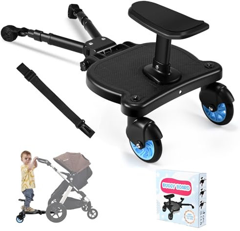 JoyCushy Planche Poussette Universelle,Skate Poussette Universelle, Portable Kiddy Boards avec Sangle de Suspension,Rotation à 360,Planches à Roulettes pour bébé pour Enfants de 2 à 6 Ans,bleu