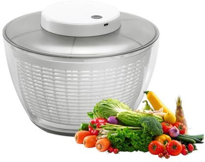 Essoreuse à salade électrique, 6 L, grande capacité, essoreuse à laitue, fruits et légumes, avec panier à laver et bol de service, petite essoreuse à salade pour la maison et la cuisine