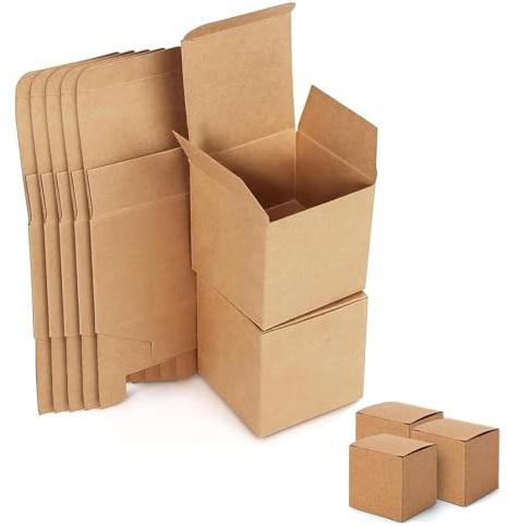 Geschenkboxen Kraftpapier, 15 Stück Karton Geschenkboxen, 10 x 10 x 10 cm Kleine Verpackungskartons mit Deckel, Kraftpapier Geschenkbox, Wiederverwendbare, Faltkarton, für Party Weihnachten(Braun)