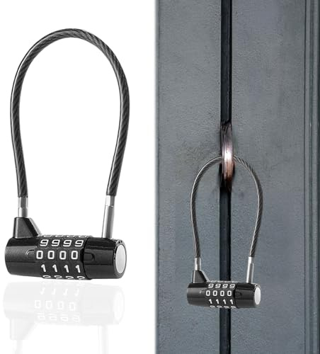 Padlocks with Code,1PCS Steel Cable 4 Digit Combination Padlock, Long Padlock,Outdoor Safety Padlocks for Sheds,Gyms,Lockers,Suitcase