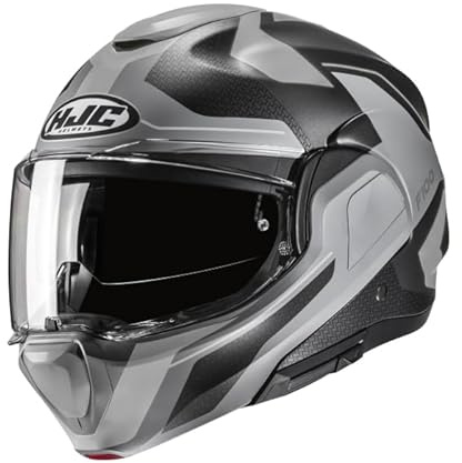 HJC F100 BIOS Black MC5SF Dual Visor Modular 180° Flip Front Ece22.06 Rated Motorcycle Helmet (XL)