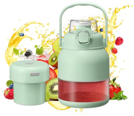 Electric Citrus Juicer Portable Blender, Wireless Multifunctional 44oz Smoothie Shake Maker, High Capacity Rechargeable Cup Fresh Juice Bottle With Straw and 2 Lids for Home Travel
