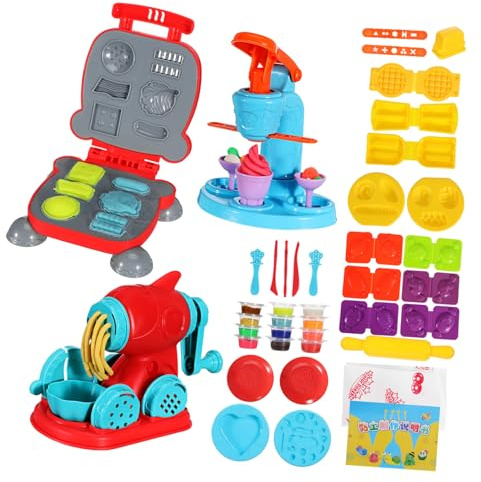 Abaodam 51 Teiliges Knet für Eismaschine Nudel und Hamburger Maschine Vielfältigem Zubehör für Kreatives Fördert Feinmotorik und Rollenspiel Geeignet für Jungen und Mädchen Ab Jahren