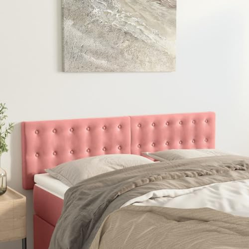 Qnhdfrt Samt Kopfteil 2er Set Rosa 72x5x78/88 cm Höhenverstellbar Soft Touch Rückenlehne für Bett Bedroom and Reading Nook