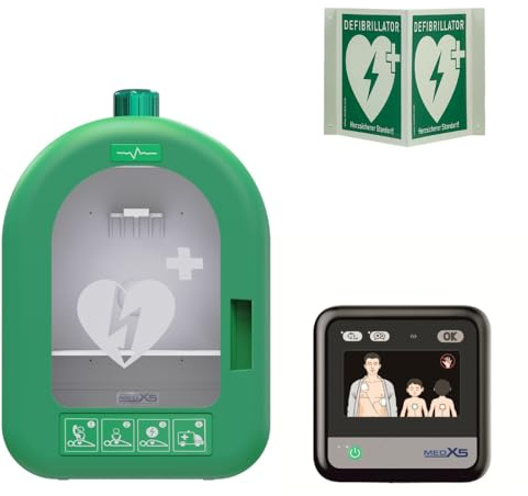myPAD Heimdefibrillator + Wandkasten, AED für Zuhause & Familie, vollautomatischer Defibrillator mit Sprachführung, LED-Grafik, Kindermodus ab 1 Jahr, 4 Jahre Batterie & Elektroden, 8 Jahre Garantie