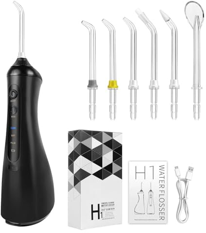 Munddusche Zahnpflege 320ML Wasser Flosser 3 Modi 6 Düsen Oral Irrigator Dental IPX6 Wasserdicht Zahnreinigungsset Munddusche Testsieger Zahndusche Water Flosser
