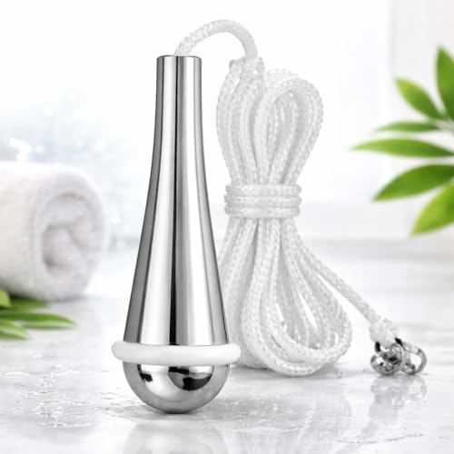 Bathroom Metal Light Pull Cord Handle Replacement, Chrome Teardrop Hanging Pull Switch with 1.5 m White Nylon Cord, Weighted Ceiling Light Pull for Bathroom, Easy Fit, Rust Resistant, Modern Design