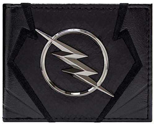 The Flash Zoom Emblem Jay Garrick Metal Bolt Emblem Geldbörse/Geldbeutel Bi-Fold ID & Card Holder, Schwarz