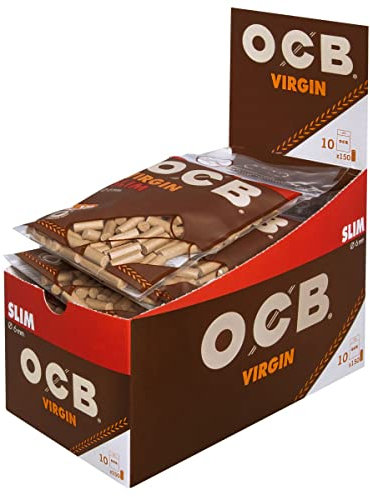 OCB Unbleached Slim Virgin Filter 6 mm x 16 mm, 1500 St., Biologisch abbaubar, Zellulose, Raucherpapier