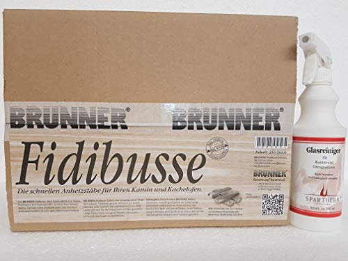 Fidibusse Brunner Ofenanzünder Grillanzünder Anzünder 350 Stück + 1 x Spartherm 500 ml Kaminscheibenreiniger