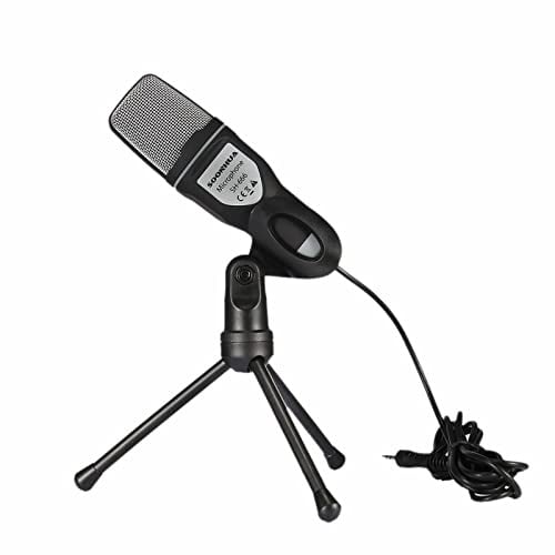 Wallfire Professionelles Kondensatormikrofon, Computermikrofon, omnidirektionales 3,5-mm-Plug-and-Play-Mikrofon mit Desktop-Ständer für Spiele, YouTube-Videos und Aufnahmen-Podcast