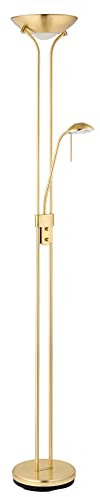 National Lighting Mother and Child Uplighter Floor Lamp with Reading Light - Satin Brass Finish Floor Lamps for Living Room R7s/G9 Bulbs (Not Included)