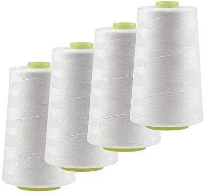 4 x 4572m Overlock-Garn Overlock-Nähgarn Oeko-Tex Polyestergarn Farbe 501 bis 540, Farbe:A501 reinweiß