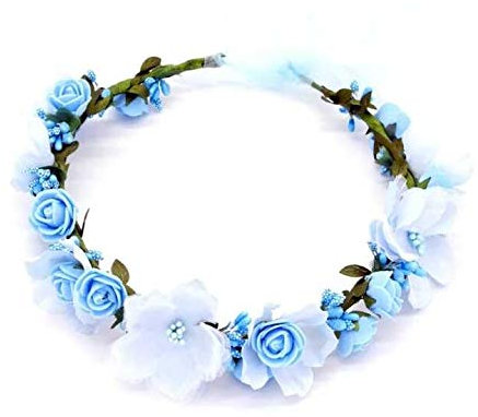 Blumenstirnband,Boho Braut Blume Damen Blumenkrone Girlande Stirnband Frauen Blumen Kranz Krone Haarband für Hut Ornament Hochzeit Strand Reise Braut Hochzeit