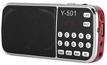Lazmin 78-108 MHz Pocket Digital FM-Radio, Pocket Multifunktions-Stereo-Radio-Lautsprecher-Videoplayer(rot)