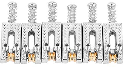 Alomejor Guitar Saddle Bridge Set 6PCS Metal Roller Bridge Repair Parts for Tele 6 String Guitar Replacement Use(Silver)