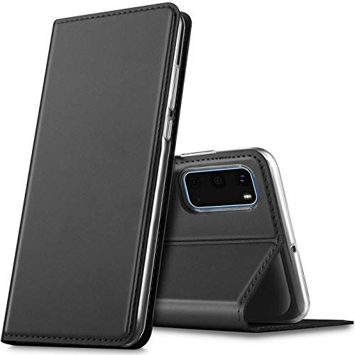 Verco Handyhülle für Samsung Galaxy S20, Premium Handy Flip Cover für Galaxy S20 Hülle [integr. Magnet] Book Case PU Leder Tasche (6,2 Zoll), Schwarz