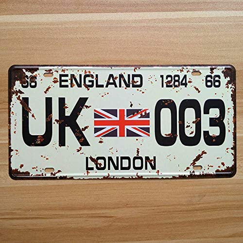 MNUT Blechschild London, England Union Jack Flagge Nummernschild Schild 15,2 x 30,5 cm