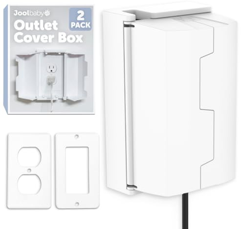 Jool Baby Outlet Cover Box for Child Safety (2 Pack) Duplex & Decorator Electrical Outlet Plates, Concealed Access Buttons, and Spacious Compartment