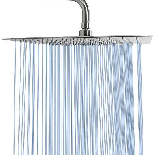 NearMoon Regenduschkopf, hoher Durchfluss, Edelstahl, quadratisch, Regendusche, Wasserfall-Badewanne, Dusch-Körperabdeckung, Decken- oder Wandhalterung (40,6 cm, gebürstetes Nickel)