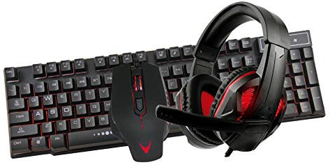 Gaming Keyboard and Mouse and Mouse pad and Gaming Headset, Wired LED RGB Backlight Bundle for PC Gamers Users - 4 in 1 Gift Box