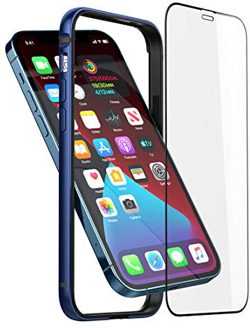 Bumper Hülle Kompatibel mit iPhone 12 Pro Max, Dünne Schutzhülle Metall Bumper Case mit Weichem TPU [Keine Signalstörung] [Unterstützung Wirless Charging] mit iPhone 12 Pro Max 6.7 inch, Blau