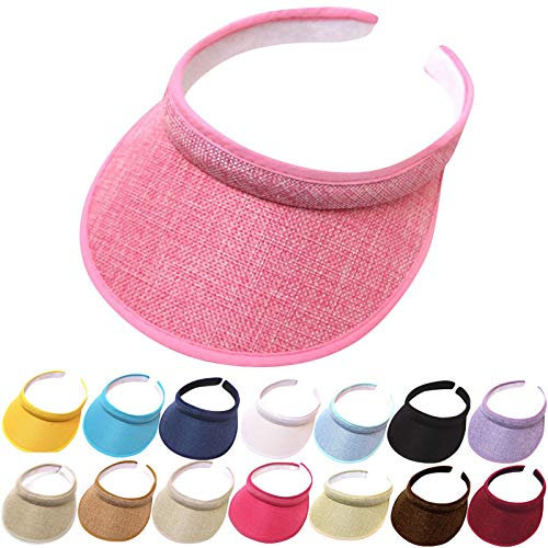 CHAOEN 15 Colors Sun Visors for Women Men, Moisture Wicking UV Protection Sport Cap, Long Adjustable Hat for Golf Cycling Fishing Tennis Running Jogging Beige