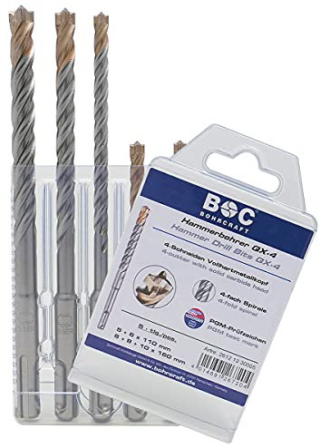 Heller - Punta per trapano a percussione SDS-plus QX-4, confezione multipla, 5 pezzi, 5/6 x 110 mm + 6/8/10 x 160 mm/HB 5 QX-4, contenuto: 1