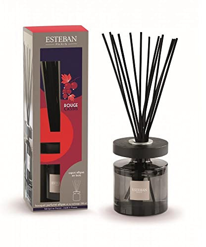 ESTEBAN Rouge Cassis Duftstrauß Ellipse Vase mit Holzdeckel und Nachfüllpackung 150 ml