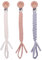 SWECOMZE 3 Pcs Schnullerkette Baumwolle Schnullerband Baby Schnullerketten Clips für Neugeboren Mädchen und Jungs Lätzchen Dreieckstuch Sauger Schnuller (Beige+Khaki+Grau)