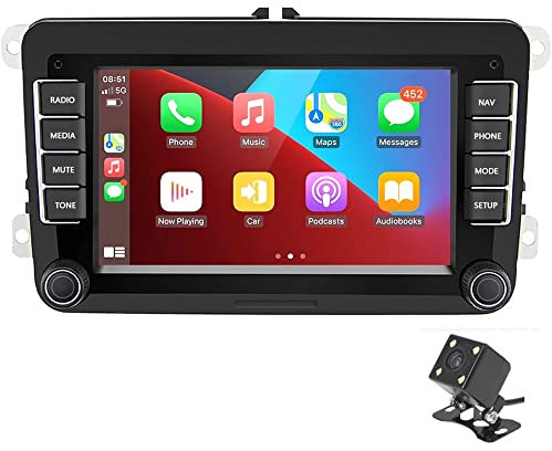Compatible for Wireless Carplay Android Auto Autoradio Autoradio - Android 9.1 Auto Stereo Bluetooth pour appels mains libres, GPS,Wi-Fi,RDS Compatible for VW Skoda Seat Polo Golf avec caméra de recul