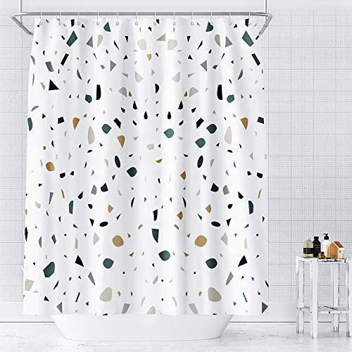 ACELIST Duschvorhang 180 x 200 cm Weiß , Duschvorhang mit Gewicht Unten Duschvorhang Badewanne Wasserdichter, Waschbar, Duschvorhang Polyester mit 12 Duschvorhangringen