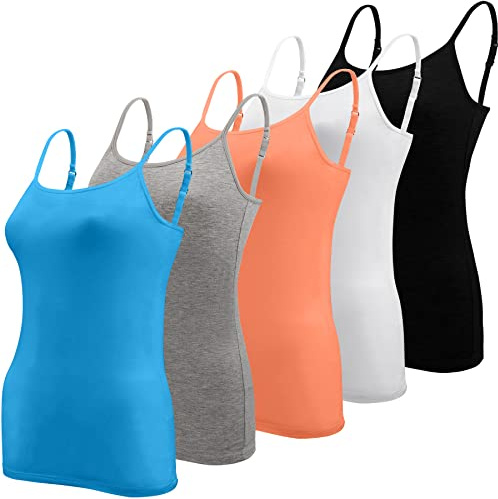 BQTQ 5 Pièces Débardeur Femme Extensibles Tank Top Basique Caraco Classics Débardeur pour Femme et Fille