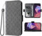 Elisorli Compatible with TCL 10 SE Wallet Case Wrist Strap Lanyard and Leather Flip Card Holder Stand Cell Accessories Mobile Folio Purse Phone Cover for Android TCL10SE 2020 Women Men Grey
