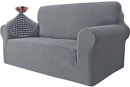 Ystyle Funda Sofa 2 Plazas, Ajustables Fundas Sofa Elasticas, Protector Sofa Gatos Arañazo y Perros Mascotas, Funda de Sofá con Reposabrazos Antideslizante Antimanchas Lavable, Gris Claro