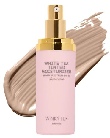 Winky Lux White Tea Tinted Moisturizer SPF 30 - Buildable Coverage with Facial SPF, Lightweight Sunscreen for Face, Naturally Radiant Finish, Long Lasting Coverage with Vitamin E, Light
