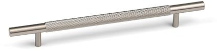 Knurled Brushed Nickel Kitchen Cupboard T Bar Handle with 160mm Fixings Cabinet Door Drawer Furniture Wardrobe Pull