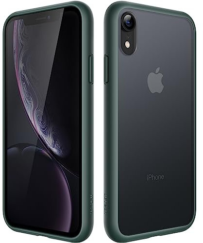 JETech Matte Case for iPhone XR 6.1-Inch, Shockproof Military Grade Drop Protection, Frosted Translucent Back Phone Cover, Anti-Fingerprint (Dark Green)