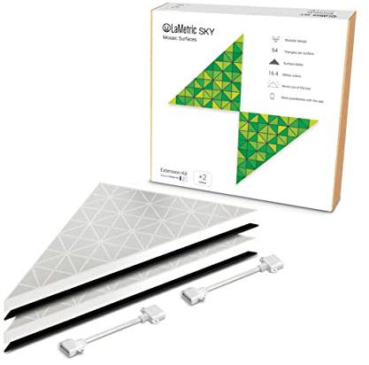 LaMetric SKY Erweiterungs-Kit: 2 smarte dreieckige LED-Panels mit 64 RGB (16 Mio. Farben) dreieckigen Pixeln pro Panel - modulare WLAN-Wandleuchte in Weiß zur Dekoration, für Gaming und Smart Home