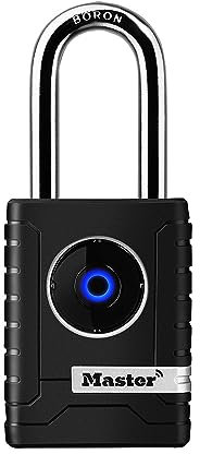 Master Lock Candado inteligente Bluetooth negro para exteriores con teclado, cerraduras inteligentes para herramientas, puertas, cobertizos, 2-7/32 pulgadas de ancho, 4401LHEC