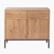 Calicosy- Commode 2 Portes 2 Tiroirs - Décor Chêne - Panneaux De Particules FSC - Piétement Métal - Ouverture À Pression - Armoire Chambre Ou Buffet Séjour - Design Moderne - L 90 x P 40 x H 80 cm
