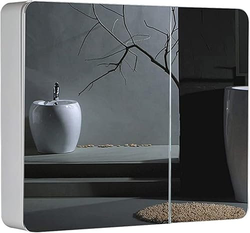 Spiegelschränke Badezimmer Natürlicher Badezimmer-Kosmetikspiegel aus Holz für die Bauernhausdekoration Vertikale oder horizontale Aufhängung Massivholzspiegel Medizin (Farbe: Schwarz, Größe