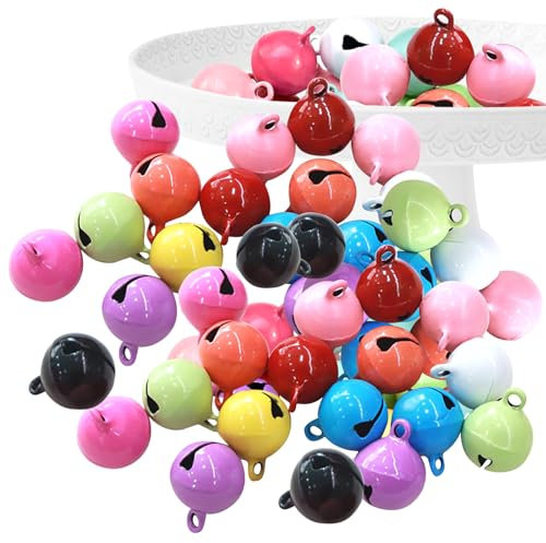 Simsky 50 Pezzi 14 mm Campanellini Metallo Campanellini Colorati Campanellini Sonagli Piccoli, Piccole Campanellini Decorazioni, per Fai Da Te Artigianato, Decorazioni Festival, per Animali Domestici