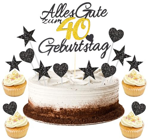 GoldRock 11 Stück Torten Deko 40 Geburtstag Mann Frau,Tortendeko Geburtstag 40,Kuchendeko 40 Geburtstag Deko,Alles Gute zum Geburtstag 40,40. Geburtstag Männer Frauen Kuchen Deko,Cake Topper 40 Jahre