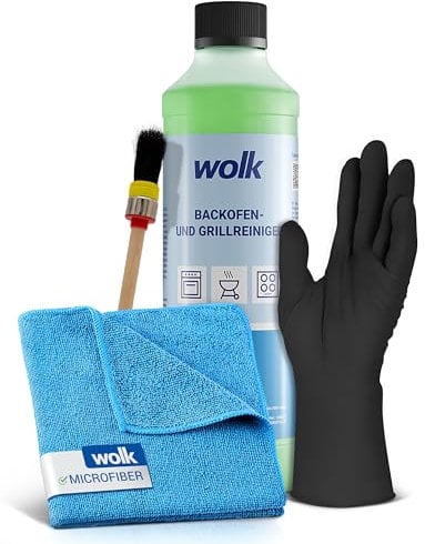Backofenreiniger Set 500 ml - Inkl. Microfasertuch, Einweghandschuhe, Pinsel - Grillreiniger - Fettlöser - für Backofen, Grill & Herd