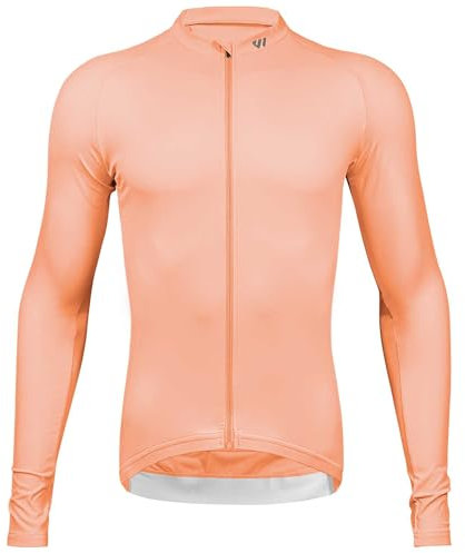 Wulibike Radtrikot Herren Langarm - Rennrad Trikot Herren Reißverschluss mit Taschen, Für Frühling und Herbst geeignet Orange M
